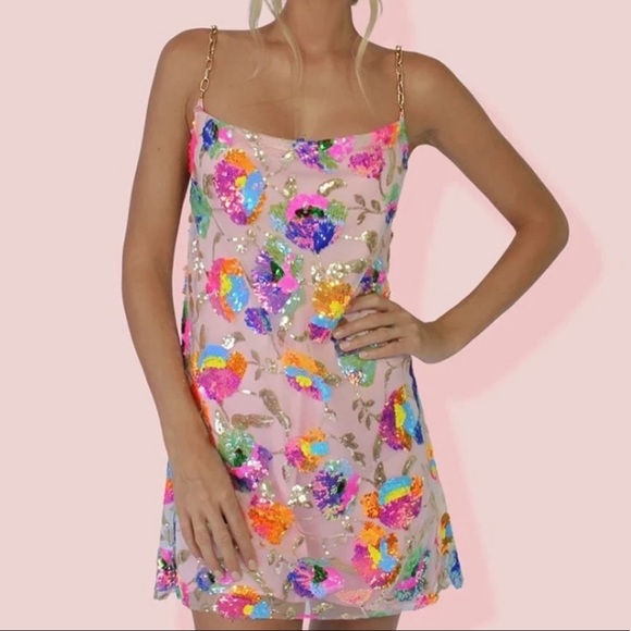 Last one !!! Sequin pink gold chain dress - Picture 4 of 13